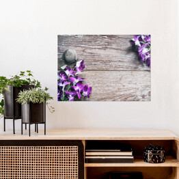 Plakat samoprzylepny Storczykowy kwiat na drewnie