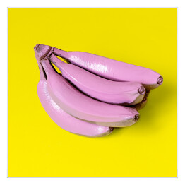 Plakat samoprzylepny Banany w różowej farbie na niebieskim tle