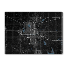 Czarno-biała mapa miasta Oklahoma 