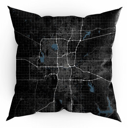 Poduszka Czarno-biała mapa miasta Oklahoma 