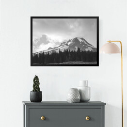 Obraz w ramie Góra i las w kolorach białym i czarnym