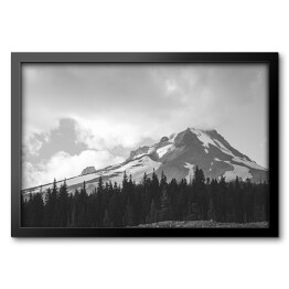 Obraz w ramie Góra i las w kolorach białym i czarnym