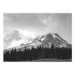 Plakat samoprzylepny Góra i las w kolorach białym i czarnym