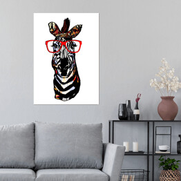 Plakat Zebra z okularami 