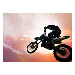 Plakat samoprzylepny Motocykl w trakcie ekstremalnego skoku 