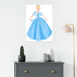 Plakat samoprzylepny Kopciuszek w błękitnej sukni