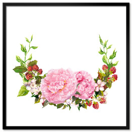 Niepełny wieniec kwiatowy - różowe kwiaty piwonii