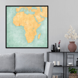 Plakat w ramie Mapa Afryki - z zaznaczoną Ghaną