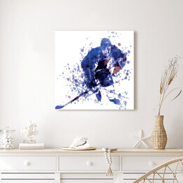 Obraz na płótnie Ilustracja w niebieskim i fioletowym kolorze - gracz w hokeja 