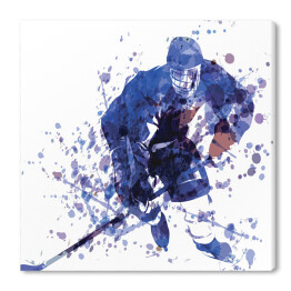 Obraz na płótnie Ilustracja w niebieskim i fioletowym kolorze - gracz w hokeja 