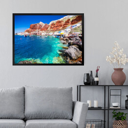 Obraz w ramie Plaża przy Santorini z turkusową wodą