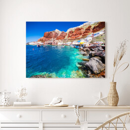 Obraz na płótnie Plaża przy Santorini z turkusową wodą