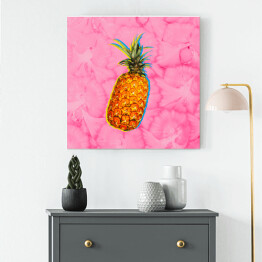 Obraz na płótnie Ananas na różowej wacie