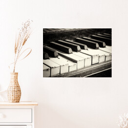 Plakat samoprzylepny Uszkodzony czarno biały fortepian