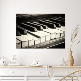 Plakat Uszkodzony czarno biały fortepian