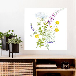Plakat samoprzylepny Akwarela - jasna kompozycja kwiatowa