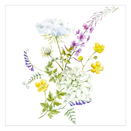 Plakat samoprzylepny Akwarela - jasna kompozycja kwiatowa