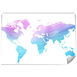 Akwarela - mapa świata w odcieniach różu i fioletu