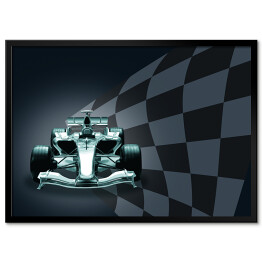 Plakat w ramie Samochód Formuły 1 i flaga