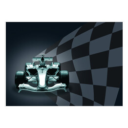 Plakat samoprzylepny Samochód Formuły 1 i flaga