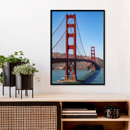 Plakat w ramie Bezchmurne niebo nad Mostem Golden Gate 
