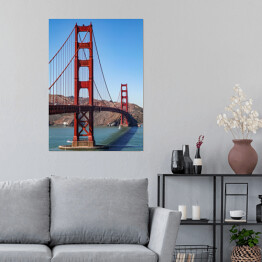 Plakat samoprzylepny Bezchmurne niebo nad Mostem Golden Gate 