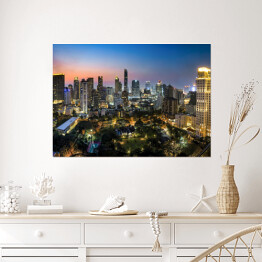 Plakat samoprzylepny Widok na panoramę miasta Bangkok