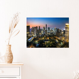 Plakat samoprzylepny Widok na panoramę miasta Bangkok