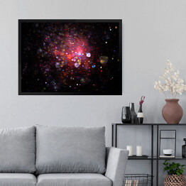Obraz w ramie Jasna Galaktyka w kolorach czerwonym, złotym, różowym i niebieskim