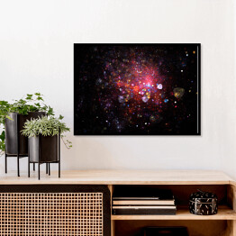 Plakat w ramie Jasna Galaktyka w kolorach czerwonym, złotym, różowym i niebieskim