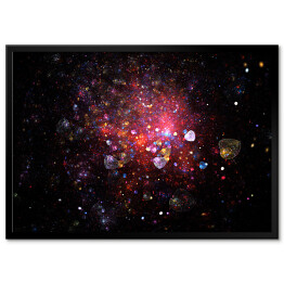 Plakat w ramie Jasna Galaktyka w kolorach czerwonym, złotym, różowym i niebieskim