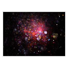 Plakat samoprzylepny Jasna Galaktyka w kolorach czerwonym, złotym, różowym i niebieskim
