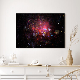 Obraz na płótnie Jasna Galaktyka w kolorach czerwonym, złotym, różowym i niebieskim