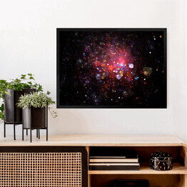 Obraz w ramie Jasna Galaktyka w kolorach czerwonym, złotym, różowym i niebieskim