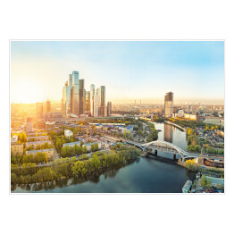 Plakat samoprzylepny Wschód słońca nad Centrum Moskwy