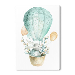 Obraz na płótnie Mały zajączek siedzący w baloniku