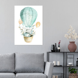 Plakat Mały zajączek siedzący w baloniku