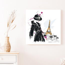 Obraz na płótnie Moda dziewczyna w Paryżu - szkic
