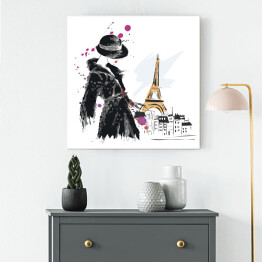 Obraz na płótnie Moda dziewczyna w Paryżu - szkic