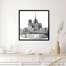 Obraz w ramie Szkic Katedry Notre Dame w Paryżu