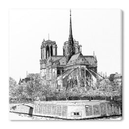 Obraz na płótnie Szkic Katedry Notre Dame w Paryżu
