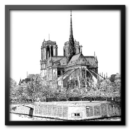 Obraz w ramie Szkic Katedry Notre Dame w Paryżu