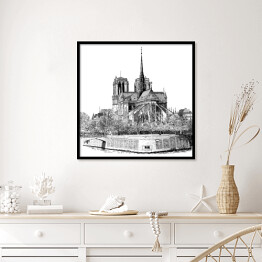 Plakat w ramie Szkic Katedry Notre Dame w Paryżu