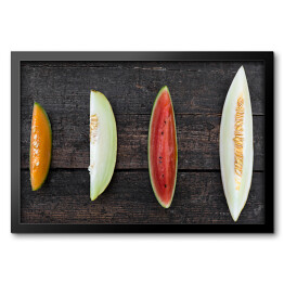Obraz w ramie Cztery różne kawałki melona