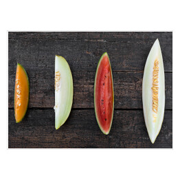 Plakat Cztery różne kawałki melona