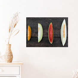 Plakat samoprzylepny Cztery różne kawałki melona
