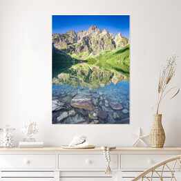 Plakat samoprzylepny Malowniczy wschód słońca nad jeziorem w Tatrach, Polska