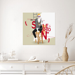 Plakat samoprzylepny "Styl i moda" - ilustracja na szaro białym tle