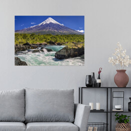 Plakat Wodospady Petrohue przed wulkanem, Chile