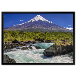 Plakat w ramie Wodospady Petrohue przed wulkanem, Chile